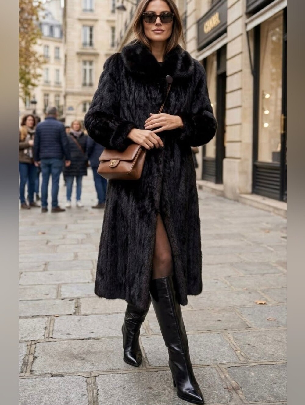 Made In Hong Kong Luxury Long Fur Coat - Elegant Winter Outerwear